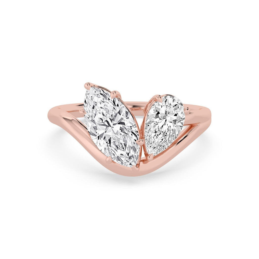 2.40ct Marquise Pear Lab Diamond Ring - rose gold product image 1
