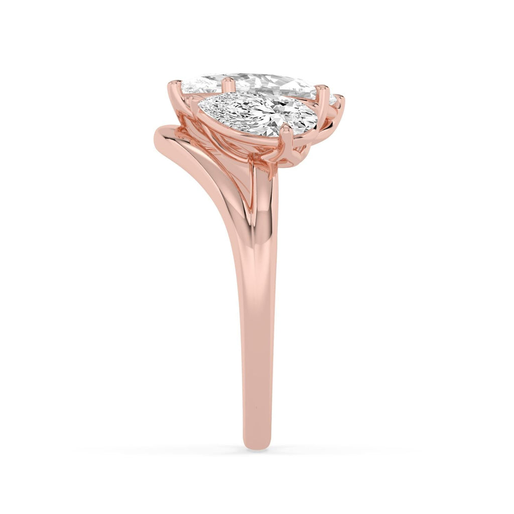 2.40ct Marquise Pear Lab Diamond Ring - rose gold product image 5
