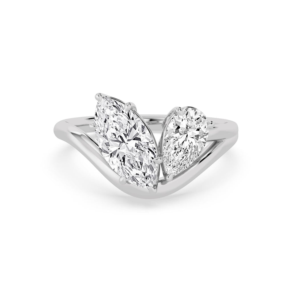 2.40ct Marquise Pear Lab Diamond Ring - white gold product image 1