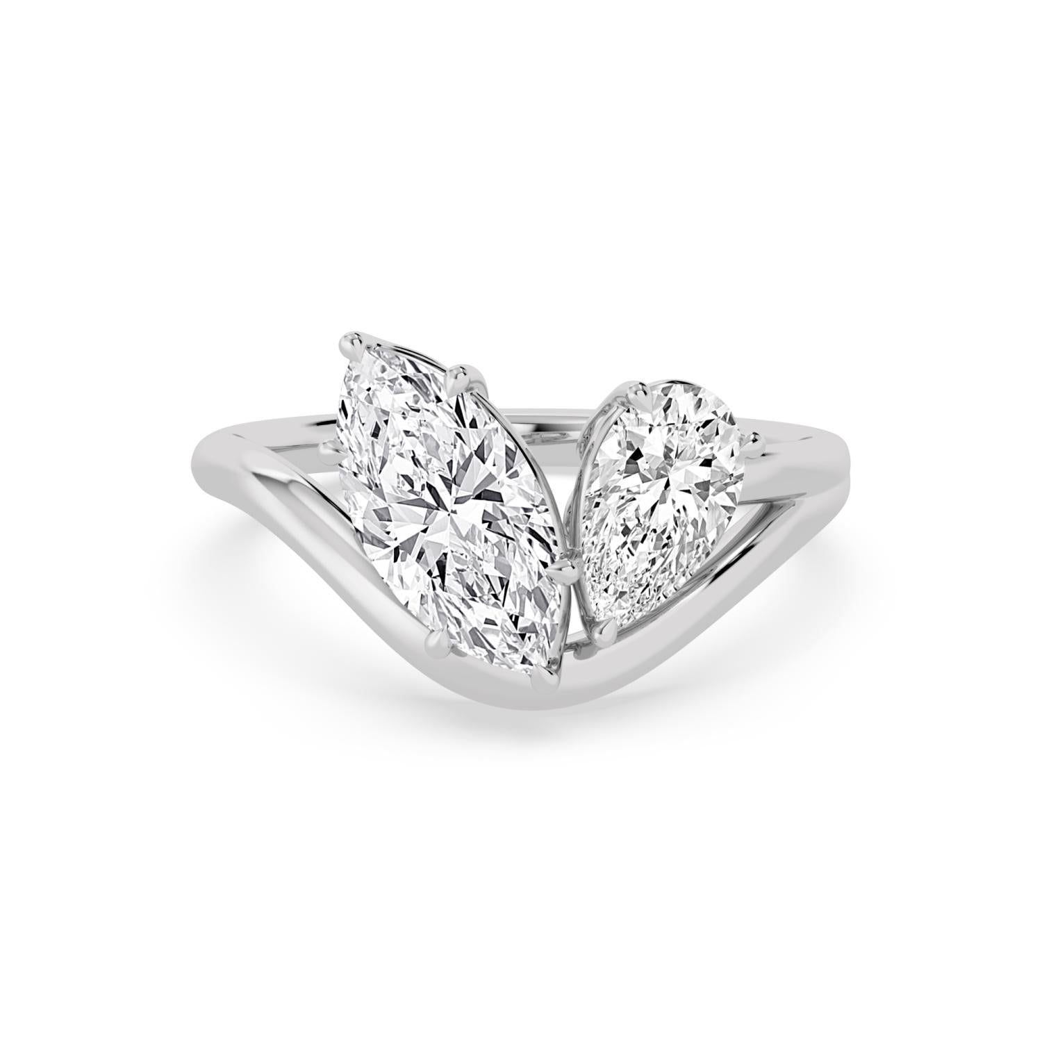 2.40ct Marquise Pear Lab Diamond Ring - white gold product image 1