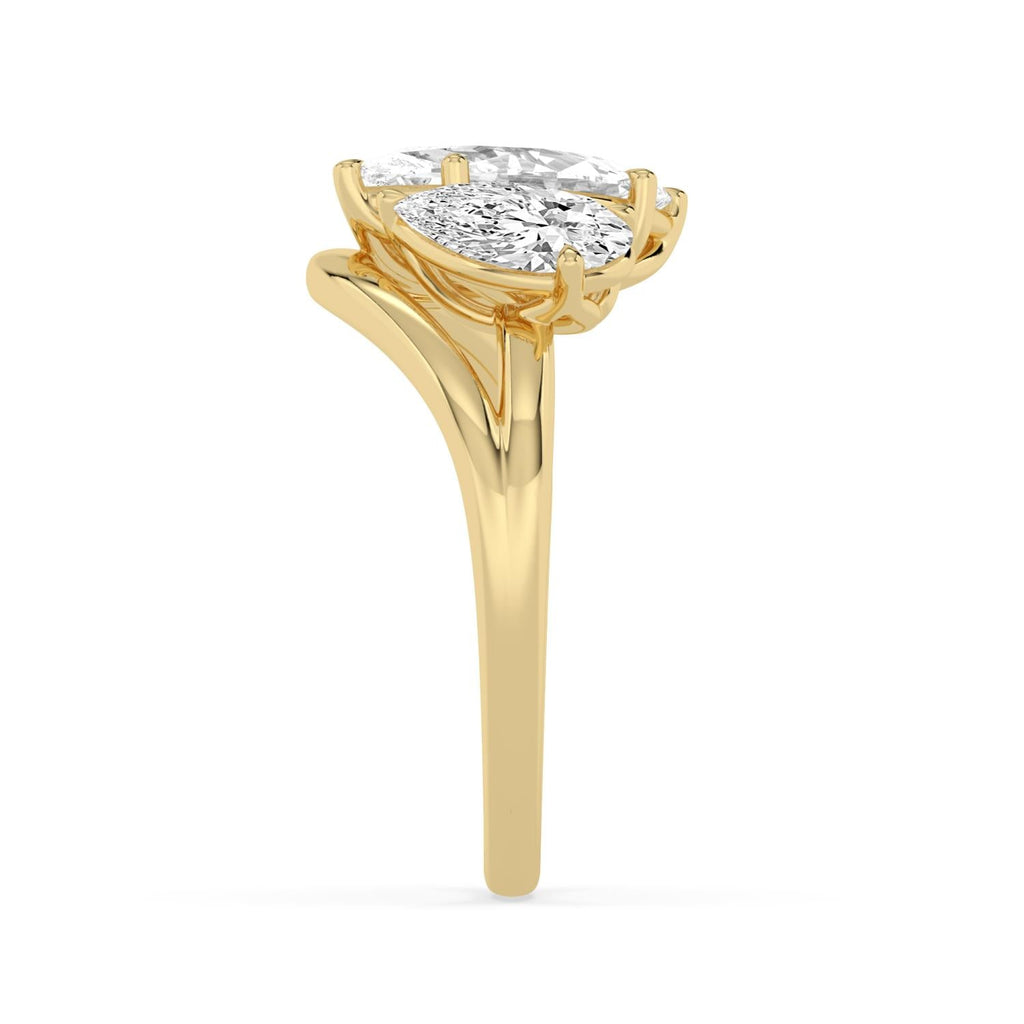 2.40ct Marquise Pear Lab Diamond Ring - yellow gold product image 5