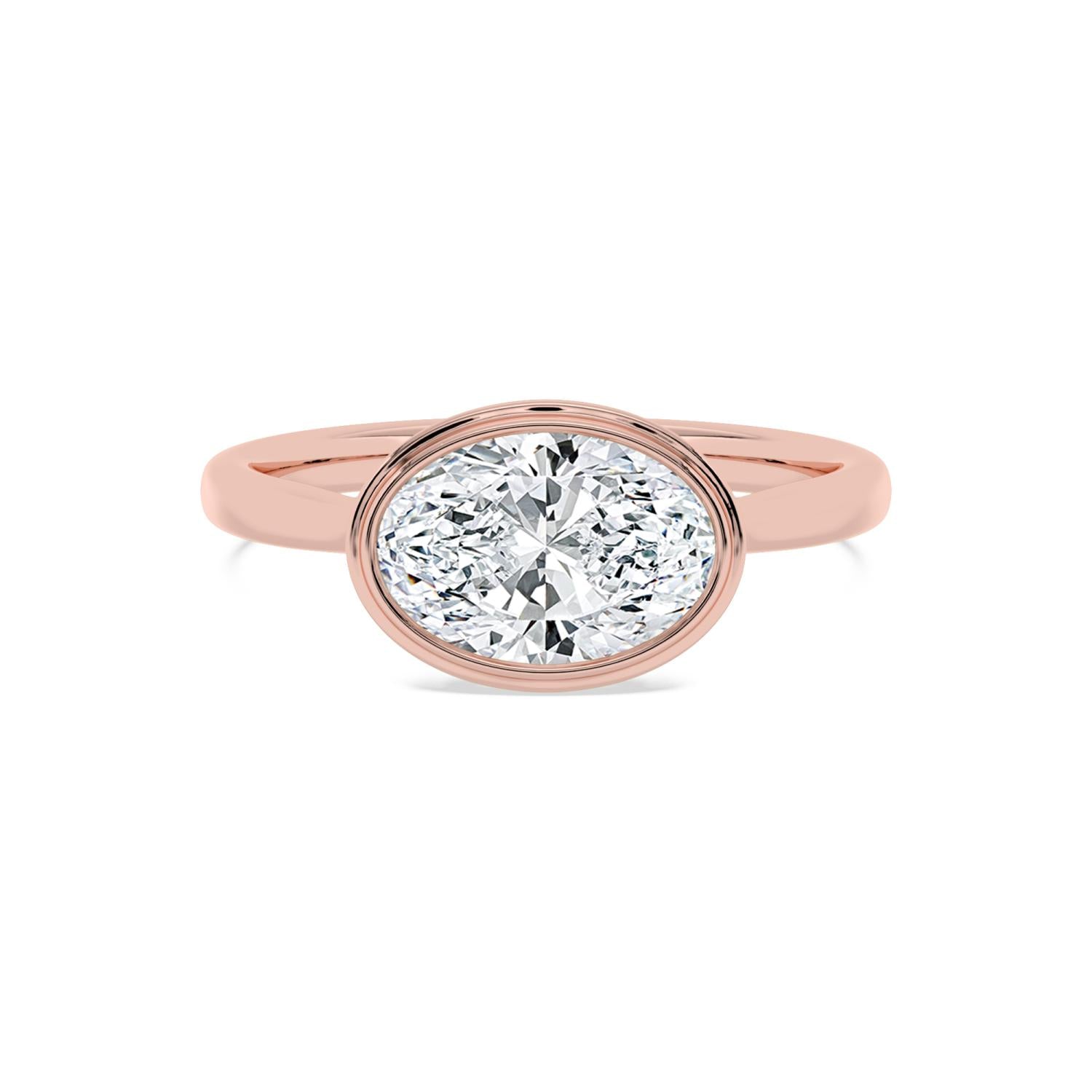 Maria Oval Bezel Ring in Rose Gold - product image 1