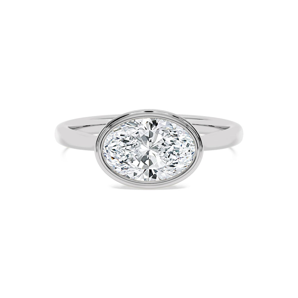 Maria Oval Bezel Ring in White Gold - product image 1