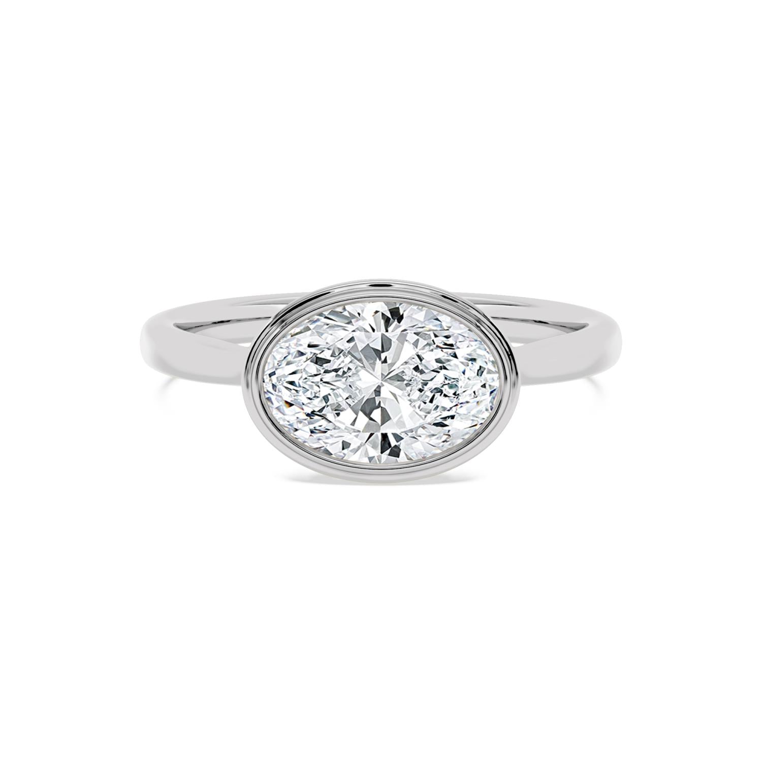 Maria Oval Bezel Ring in White Gold - product image 1