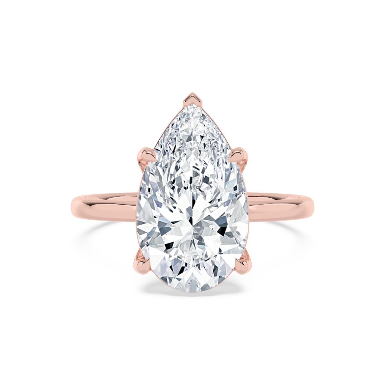 Seraphina Pear Grande Engagement Ring - rose gold - front view