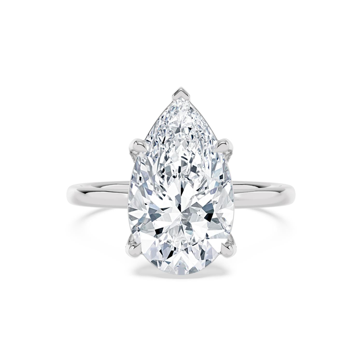 Seraphina Pear Grande Engagement Ring - white gold - front view