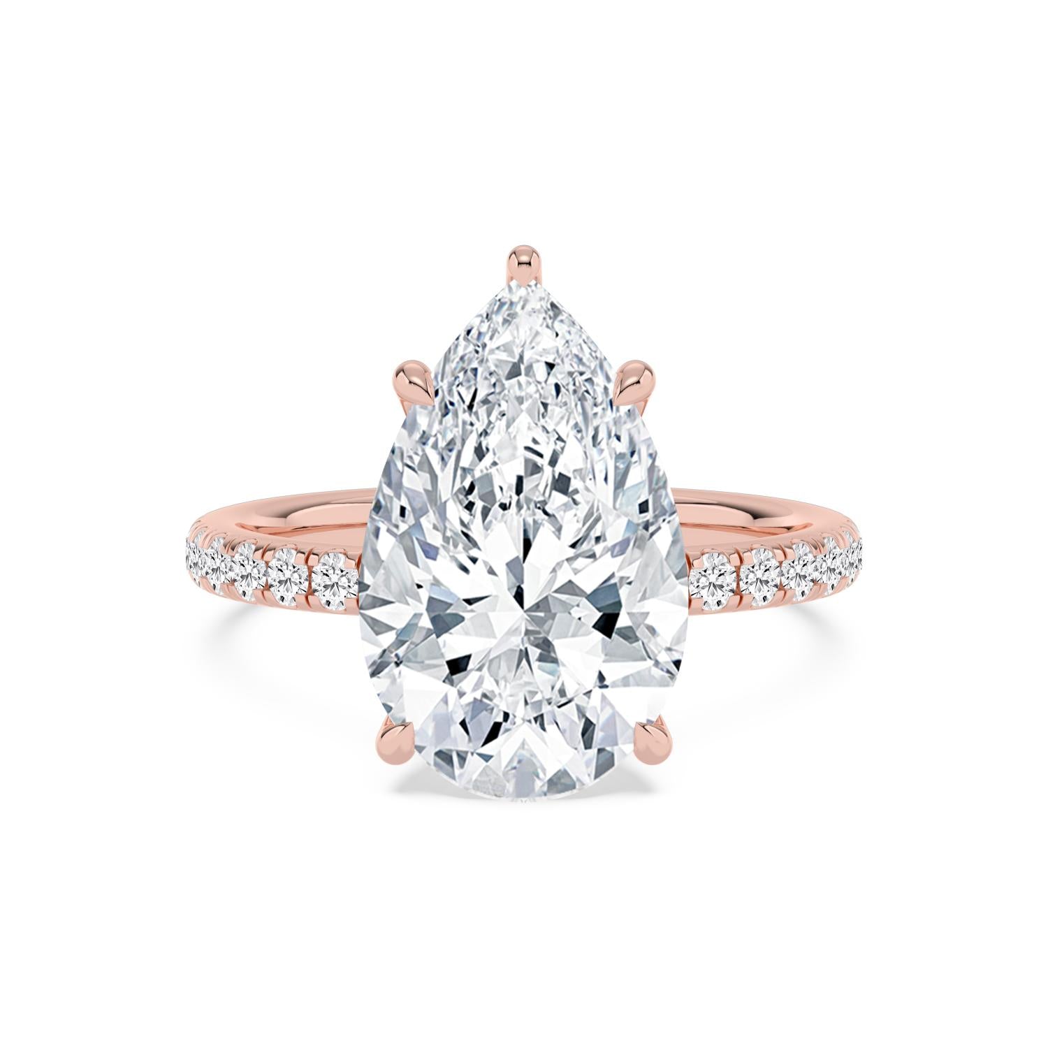 Bianca Pear Grande Engagement Ring - rose gold - front view