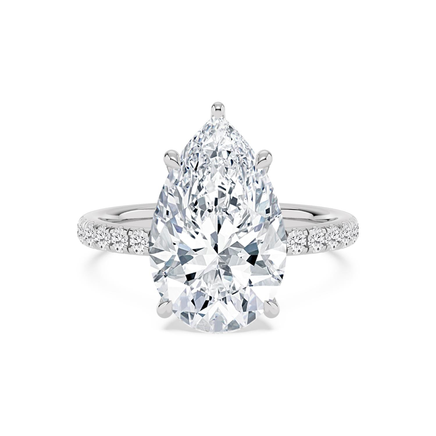 Bianca Pear Grande Engagement Ring - 14ct white gold product-only view 1