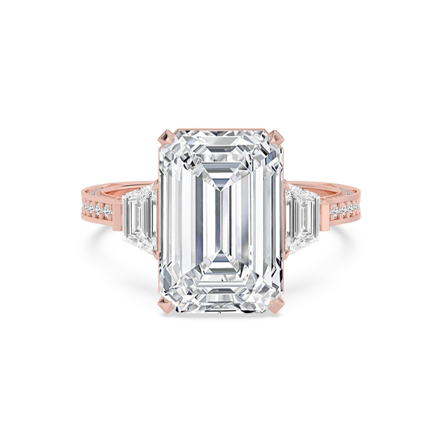 Firenze Emerald Grande Engagement Ring - rose gold - front view