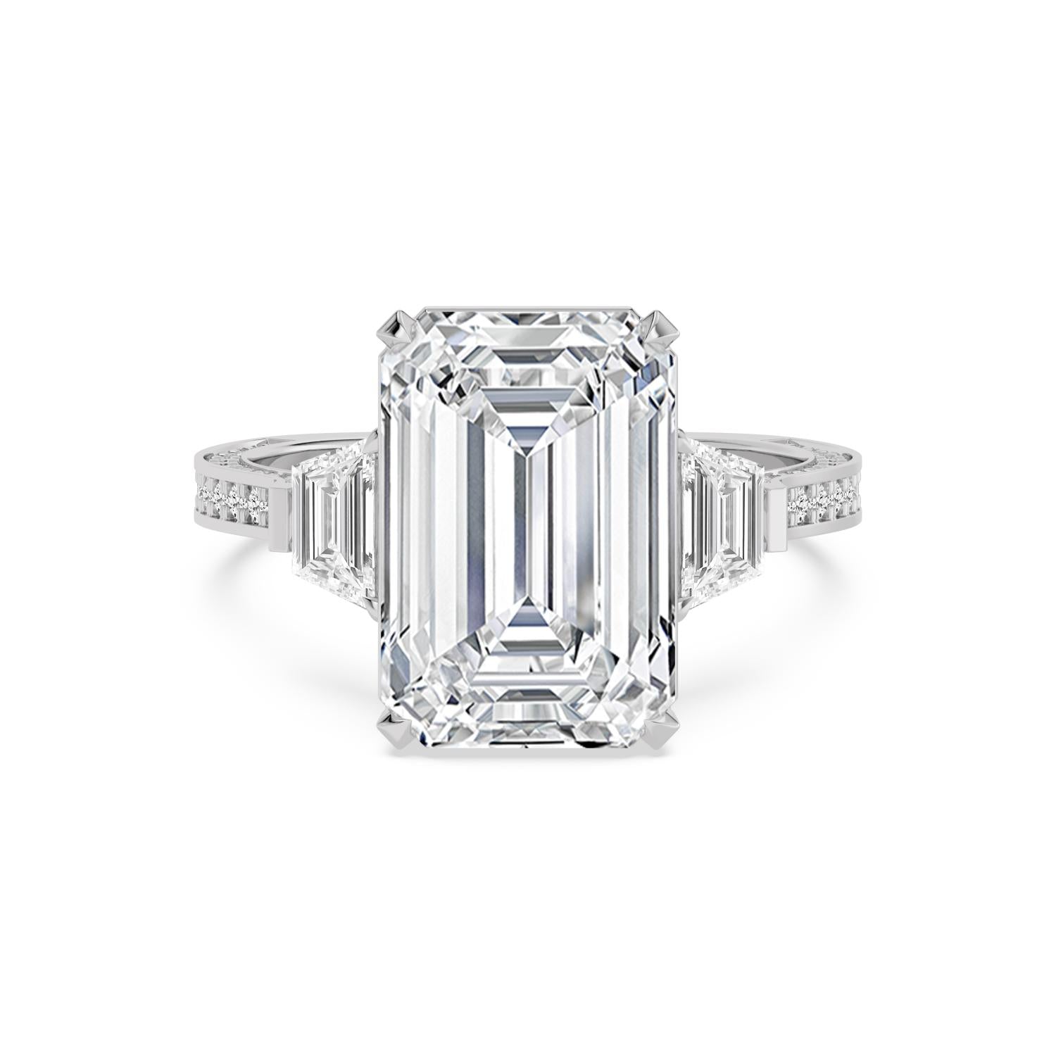 Firenze Emerald Grande Engagement Ring - white gold - front view