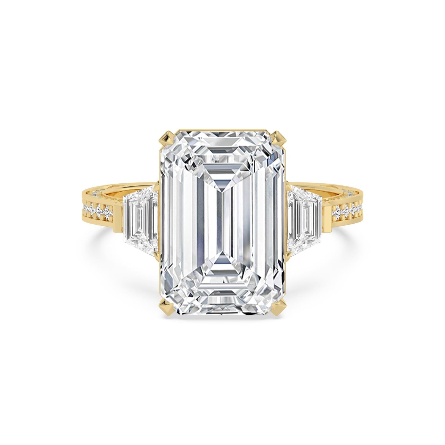 Firenze Emerald Grande Engagement Ring - 14ct yellow gold product-only view 1