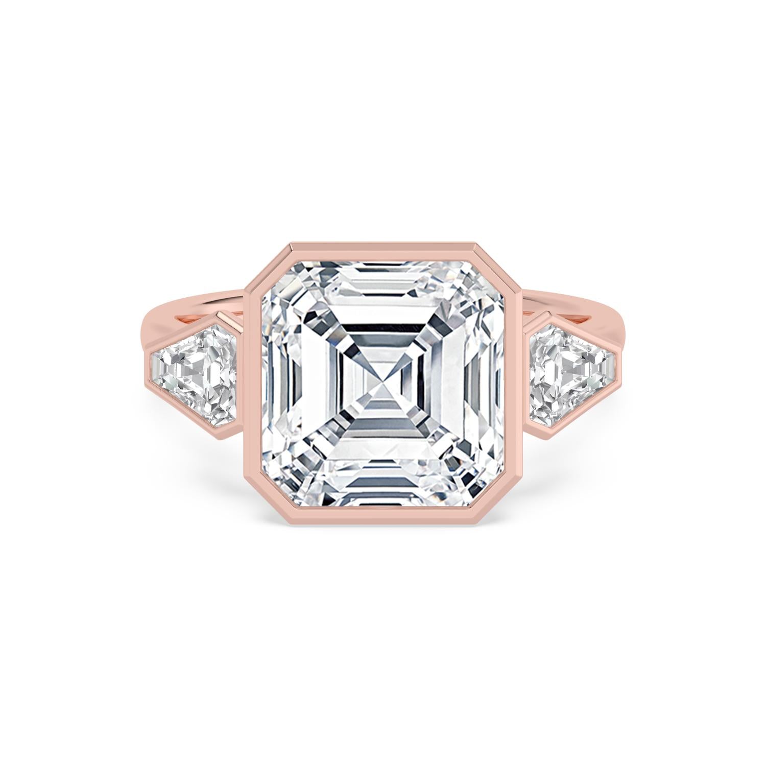 Milana Asscher Grande Engagement Ring - rose gold - front view