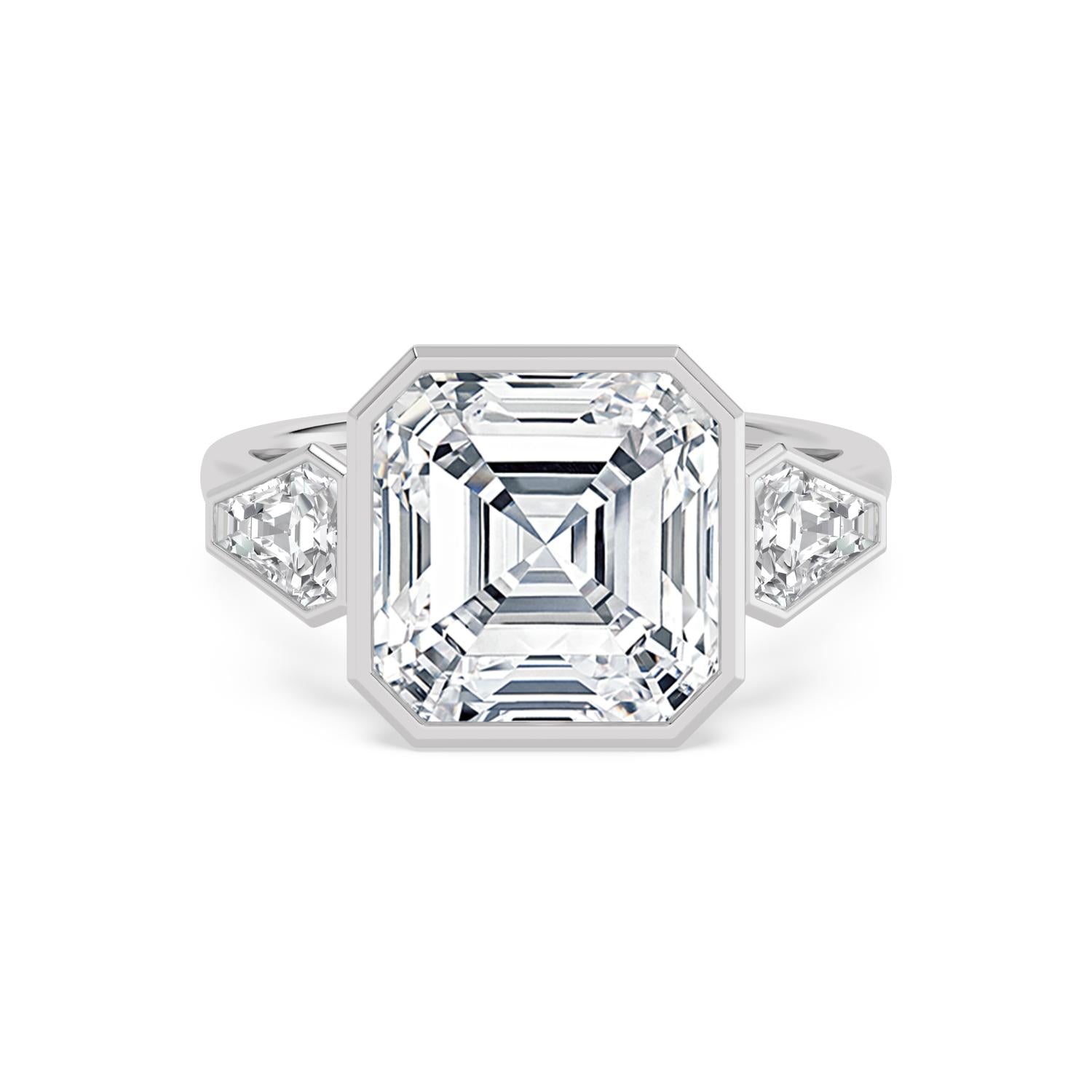 Milana Asscher Grande Engagement Ring - white gold - front view