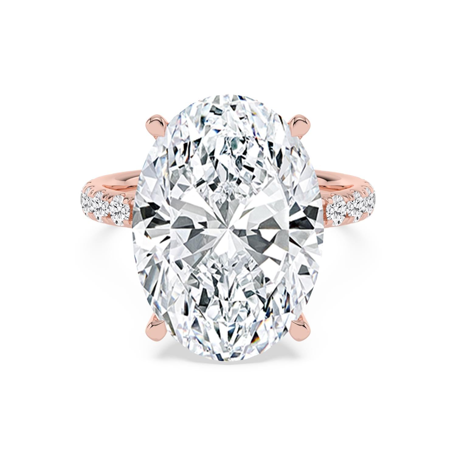 Celestia Oval Hidden Halo Engagement Ring - rose gold - front view