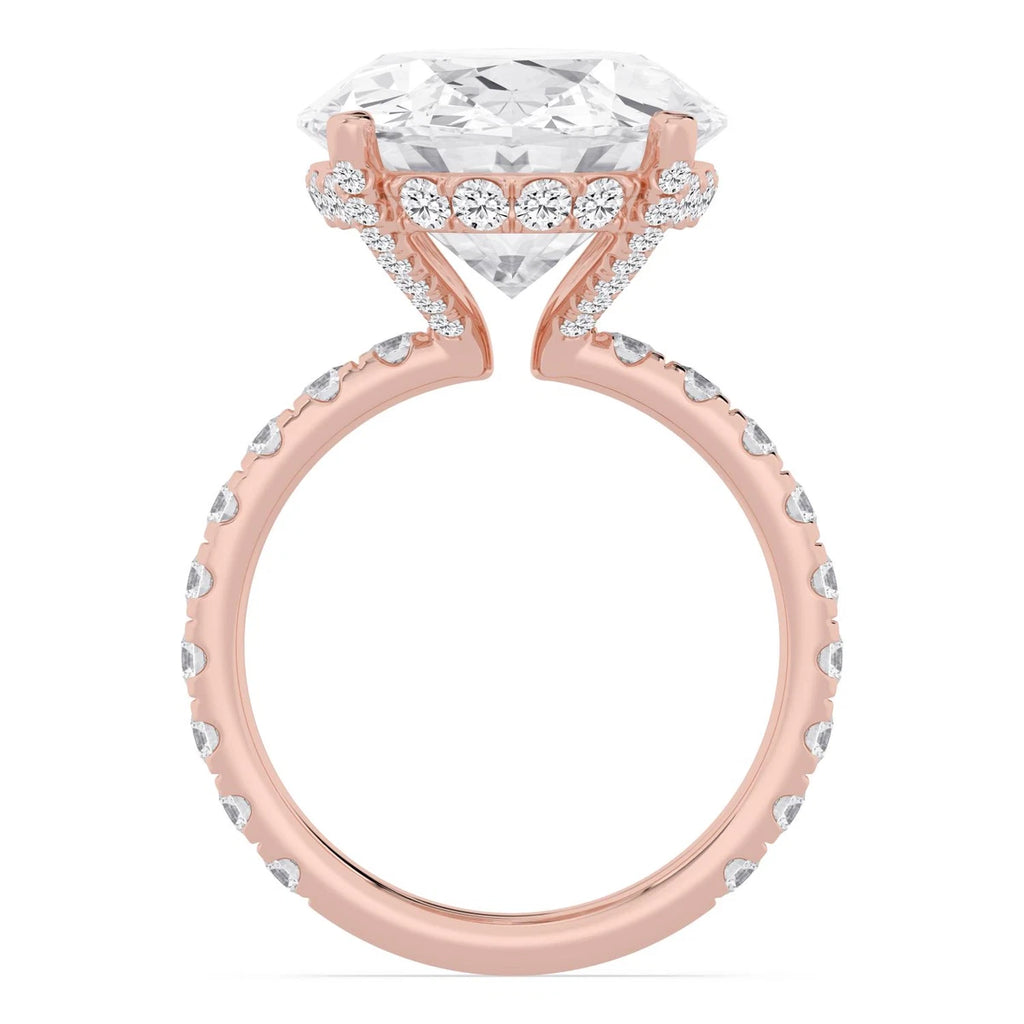 Celestia Oval Hidden Halo Engagement Ring - rose gold - detail view - SJR63001OVHH-R-4