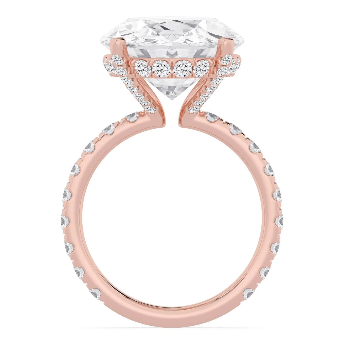 Celestia Oval Hidden Halo Engagement Ring - rose gold - detail view - SJR63001OVHH-R-4
