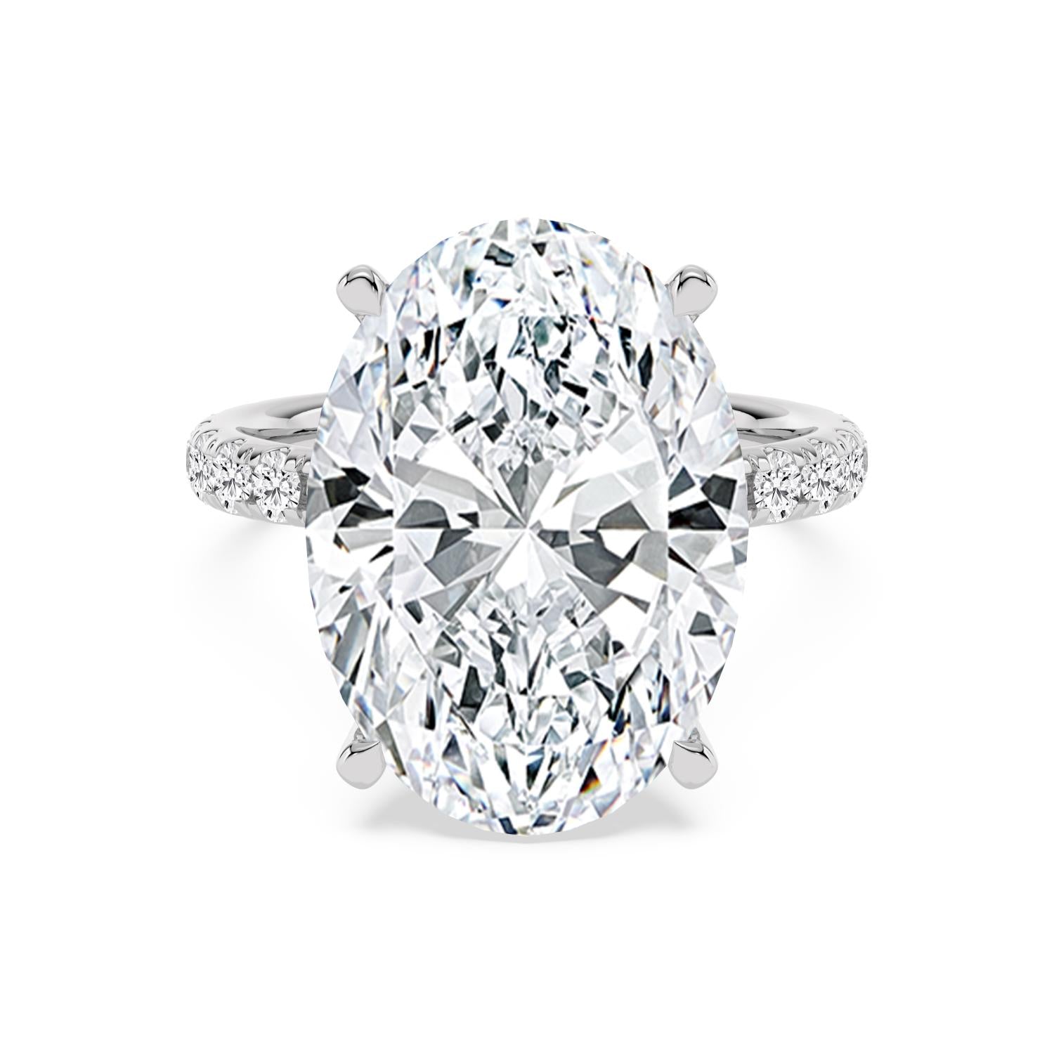 Celestia Oval Hidden Halo Engagement Ring - 10ct white gold product-only view 1