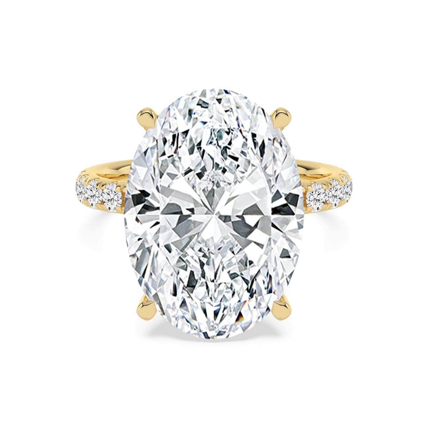 Celestia Oval Hidden Halo Engagement Ring - yellow gold - front view