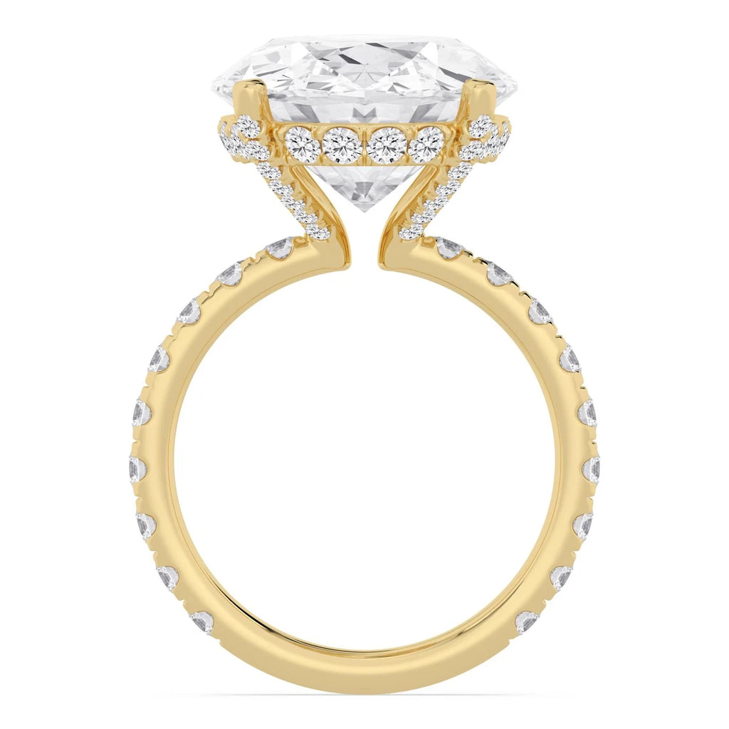 Celestia Oval Hidden Halo Engagement Ring - yellow gold - detail view - SJR63001OVHH-Y-4
