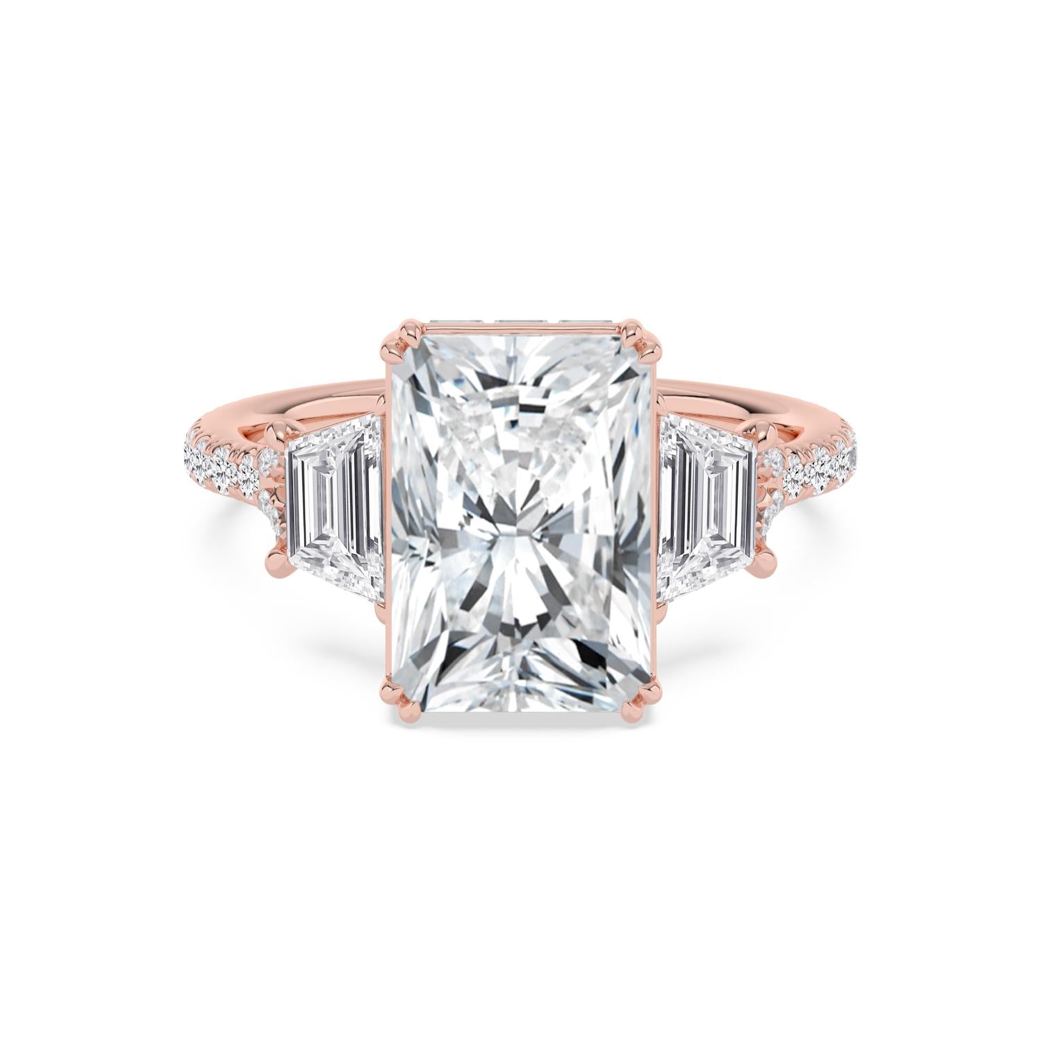 Valentina Radiant Hidden Halo Engagement Ring - rose gold - front view