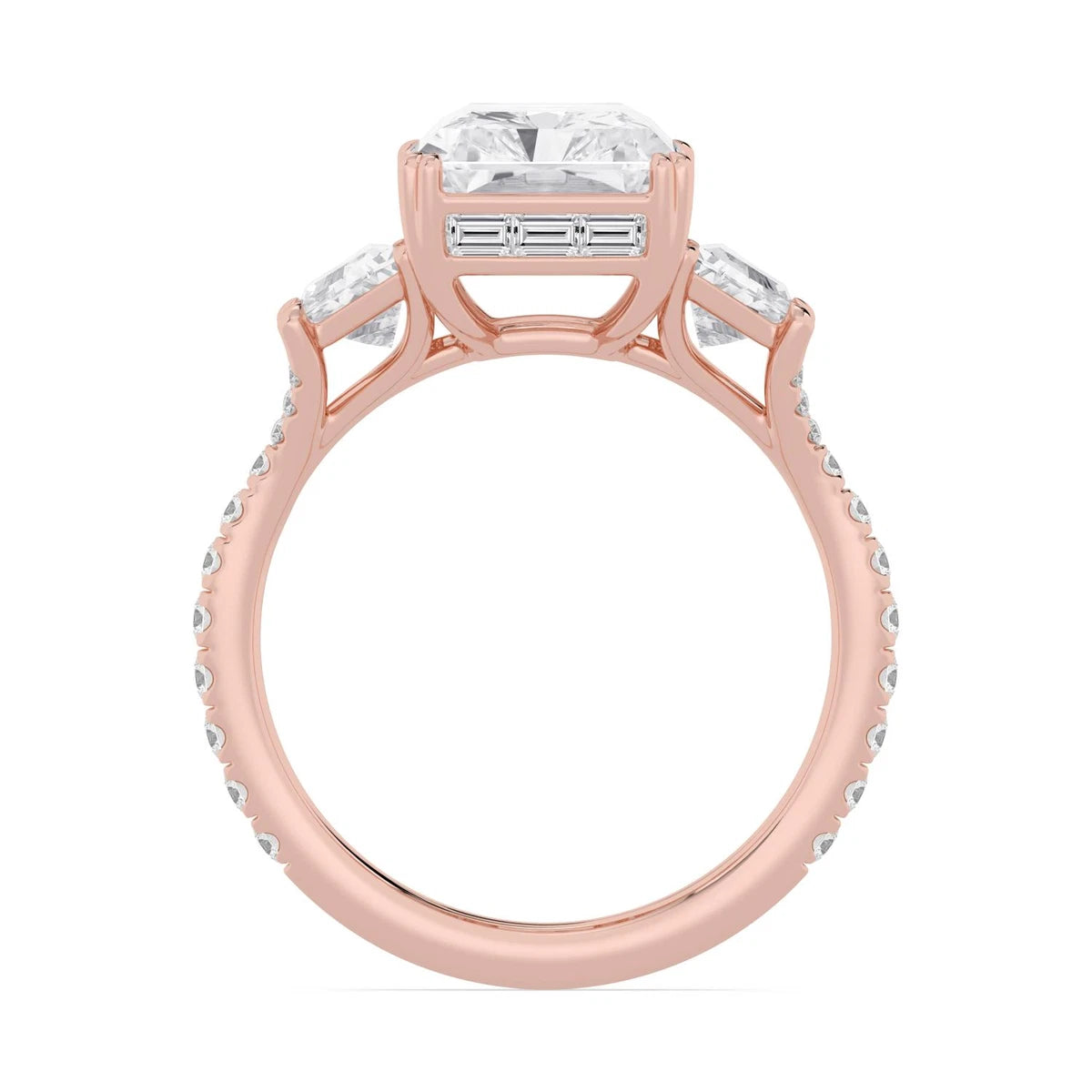 Valentina Radiant Hidden Halo Engagement Ring - rose gold - detail view - SJR63008RDTHH-R-4