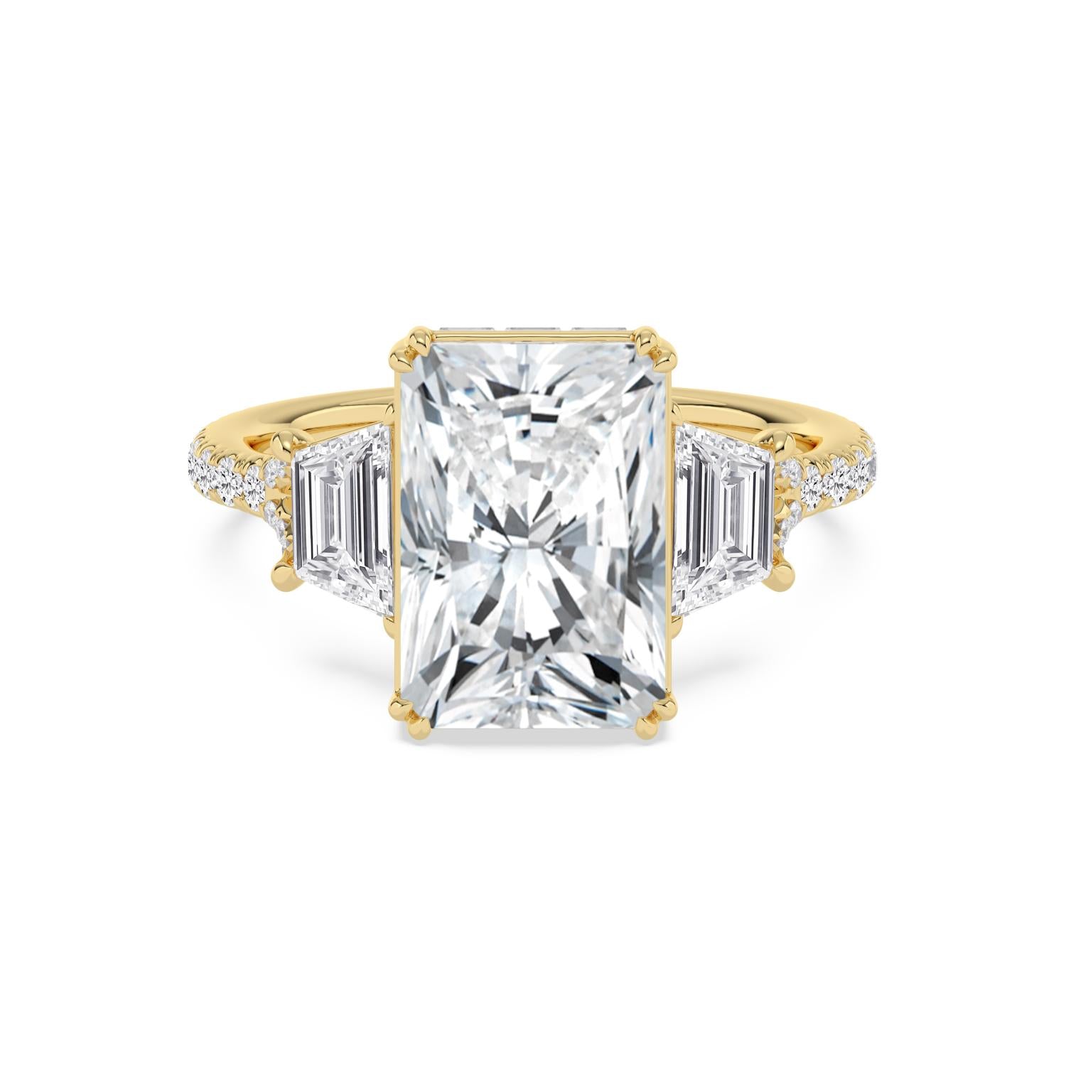 Valentina Radiant Hidden Halo Engagement Ring - yellow gold - front view