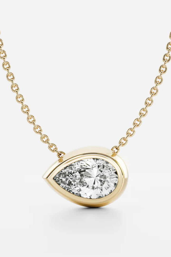Pear Bezel Necklace
